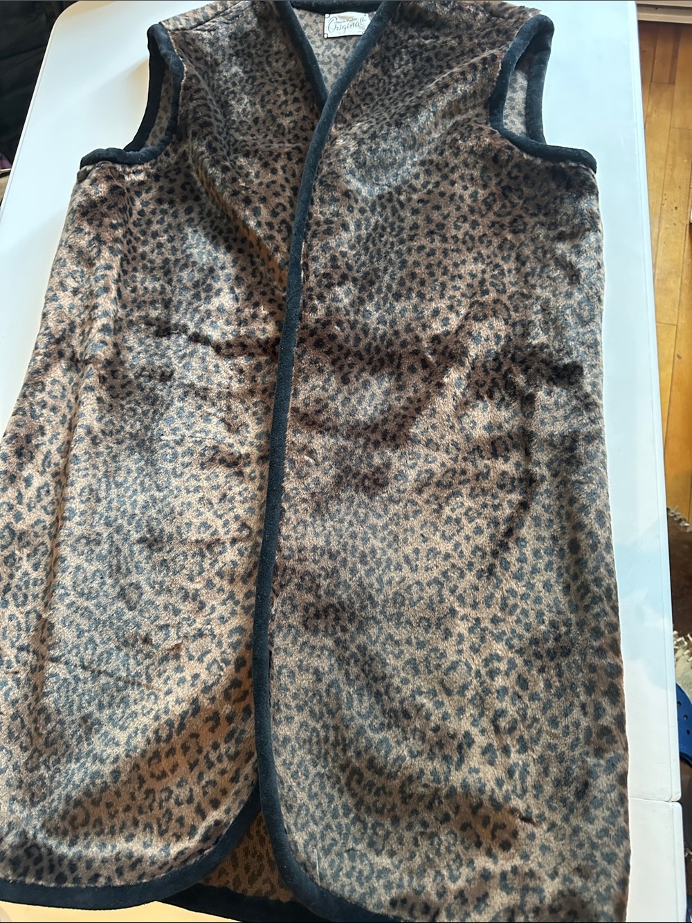 Leopard Print Faux Fur Vest - Brown/Black